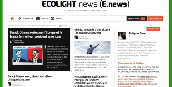 OBAMA VICTOIRE : A LA UNE D'ECOLIGHTnews