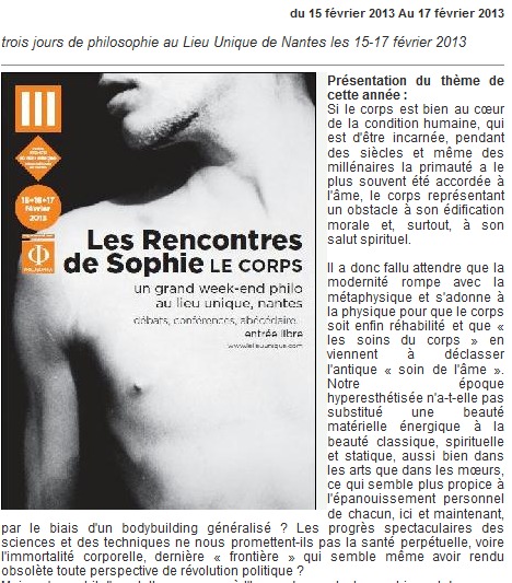 NANTES : RENCONTRES DE SOPHIE 2013