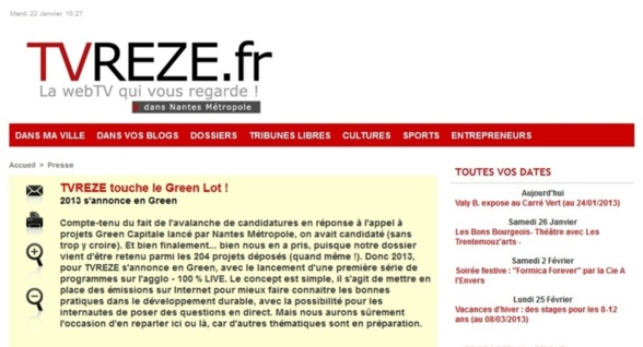 TV REZE ET NANTES CAPITALE VERTE : TICKET GAGNANT!