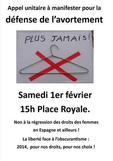 NANTES : Manifestation unitaire pour la défense de l'avortement. 01 02 2014