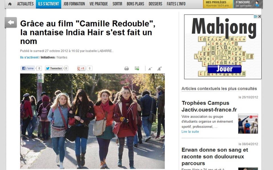 NANTES A L'ECRAN : INDIA HAIR NANTES A L'ECRAN : INDIA HAIR