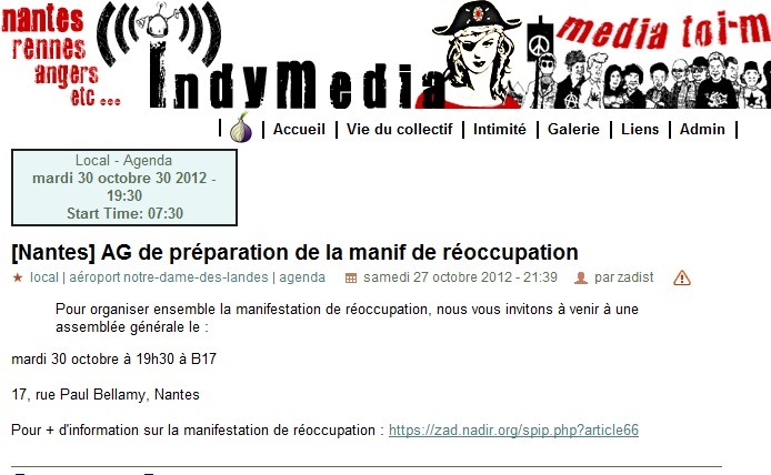 NOTRE DAME DES LANDES : MANIFESTATION DU 27 OCT 2012