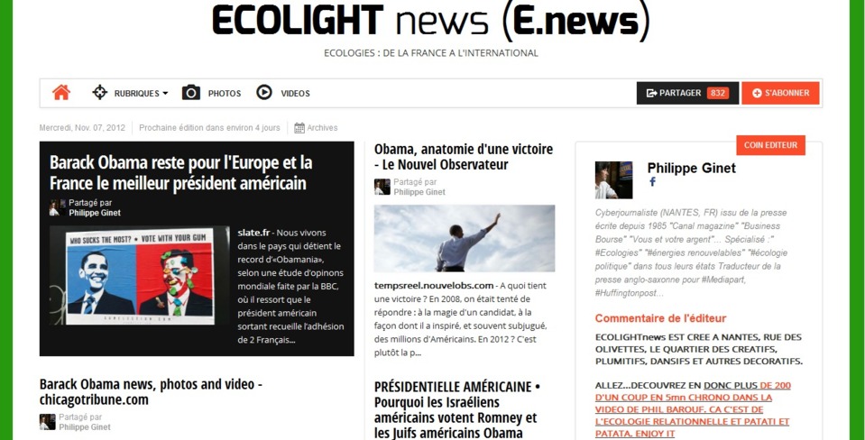 lien sur la UNE d'ECOLIGHTnews