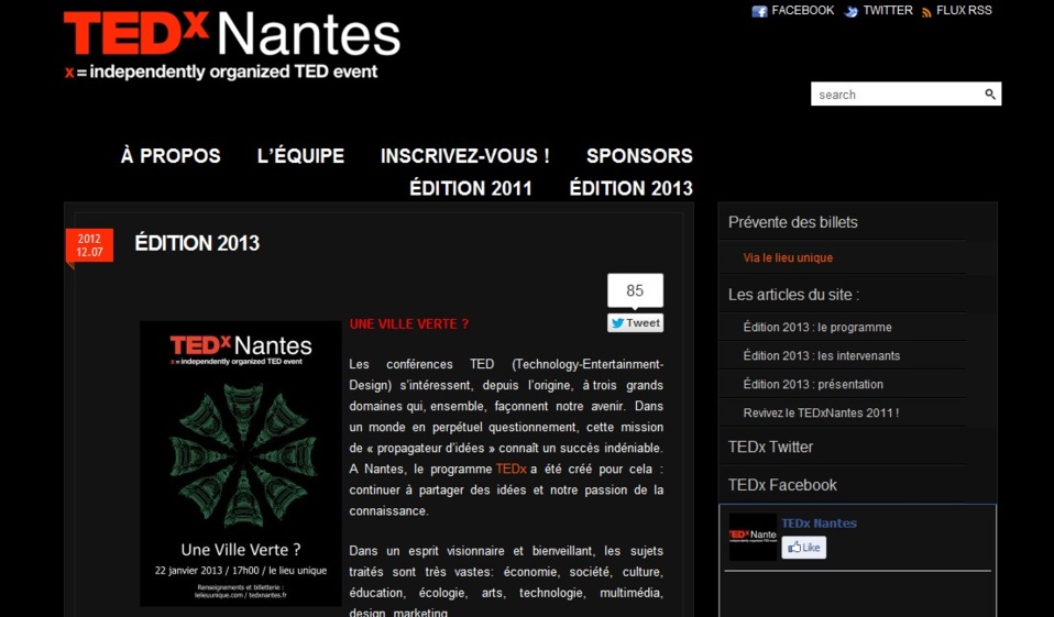 TEDx NANTES CONFERENCES :UNE VILLE VERTE? TEDx NANTES CONFERENCES :UNE VILLE VERTE?