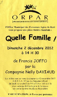 Théâtre "quelle famille" avec la compagnie Nelly Daviaud