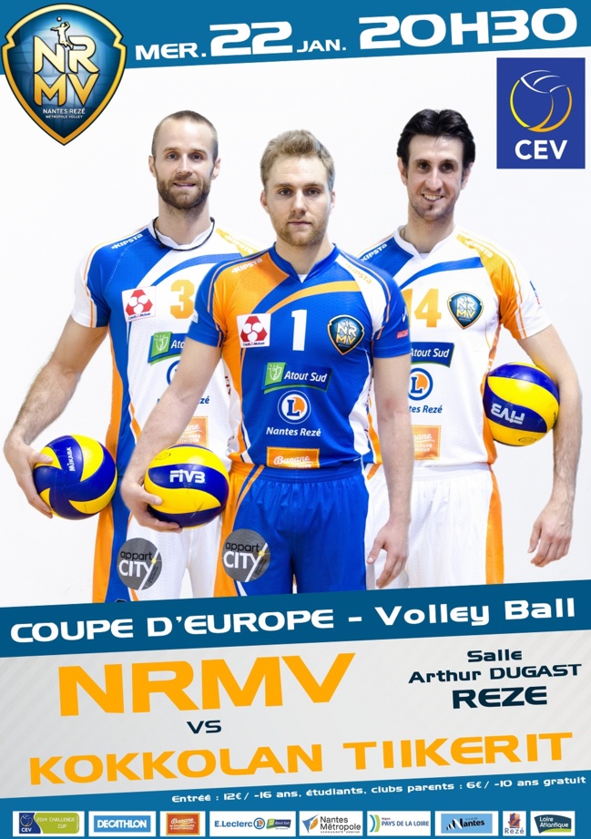 NRMV : 1/8 finale de Coupe d'Europe de Volley NRMV : 1/8 finale de Coupe d'Europe de Volley