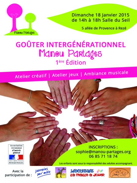 Goûter intergénérationnel dimanche18/01 14h - 18h Salle du Seil