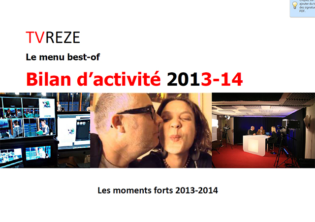 Bilan d'activités de TVREZE : période 2013-14